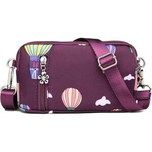 Small Crossbody Mini Shoulder Bag Purple Cell Phone Purse Nylon Handbag Clutch